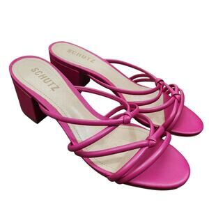 SCHUTZ Princey‎ Leather Sandals In Hot Pink 6.5 Coquette Party Cocktail